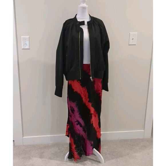 Free People Womens M Whimsigoth Bomber Jacket Midnight Black Streetwear Grunge - Picture 5 of 15